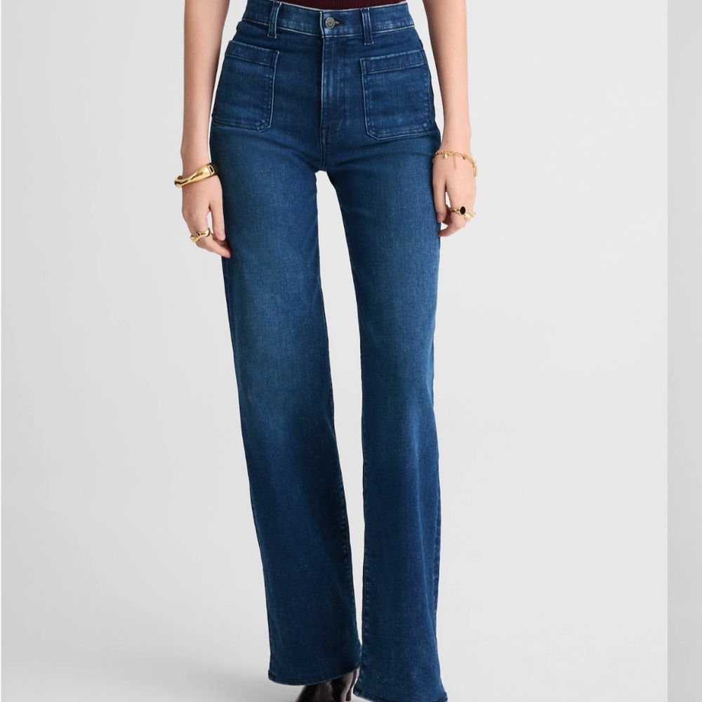 NWT Madewell Emmet Jean size 24. High-Rise Wide-Leg Jeans in Dark Blue